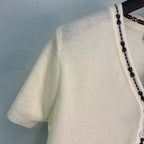 Yves Saint Laurent/26ss New V-Neck Knit Short Sleeve