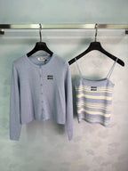 MiuMiu/26 Early Autumn New Knit Cardigan + Striped Vest
