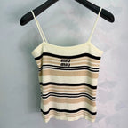 MiuMiu/26 Early Autumn New Knit Cardigan with Striped Vest