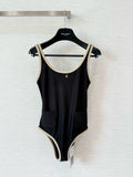 25 new summer contrast color suspender swimsuit