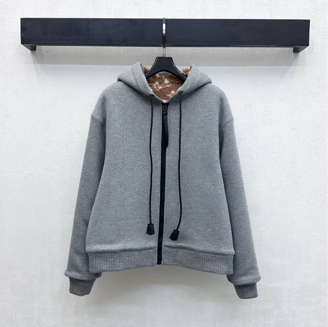 Louis Vuitton/26 New Hooded Teddy Lamb Fleece Jacket