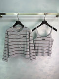 MiuMiu/26 Early Autumn New Striped Vest and Knit Cardigan Two-Piece Set