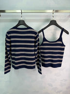MiuMiu/26 Early Autumn New Striped Vest and Knit Cardigan Two-Piece Set