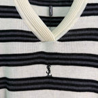 Yves Saint Laurent/26SS New Striped V-Neck Short-Sleeve Knit Top