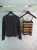 MiuMiu/26 Early Autumn New Knit Cardigan with Striped Vest