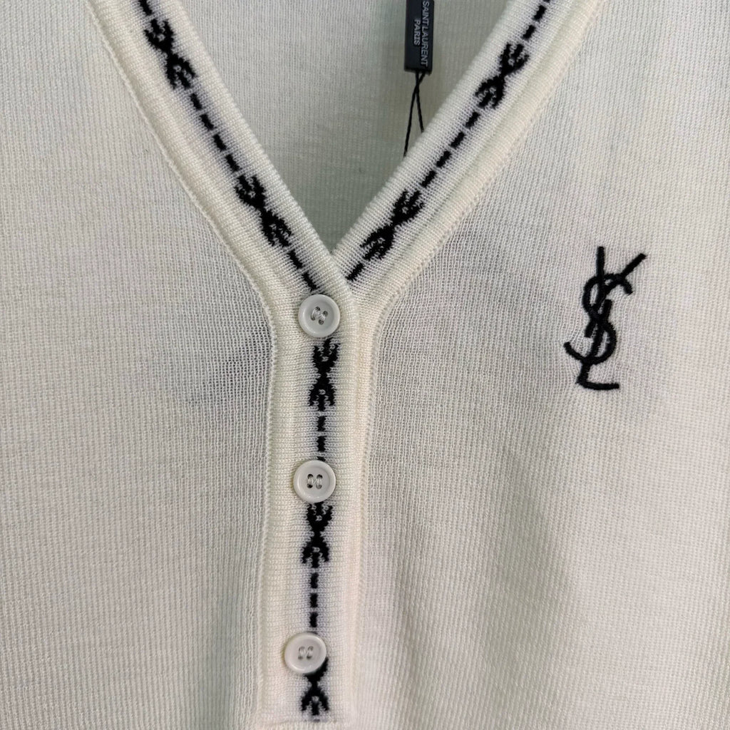 Yves Saint Laurent/26ss New V-Neck Knit Short Sleeve