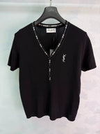 Yves Saint Laurent/26ss New V-Neck Knit Short Sleeve