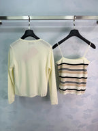 MiuMiu/26 Early Autumn New Knit Cardigan with Striped Vest