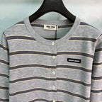MiuMiu/26 Early Autumn New Striped Vest and Knit Cardigan Two-Piece Set