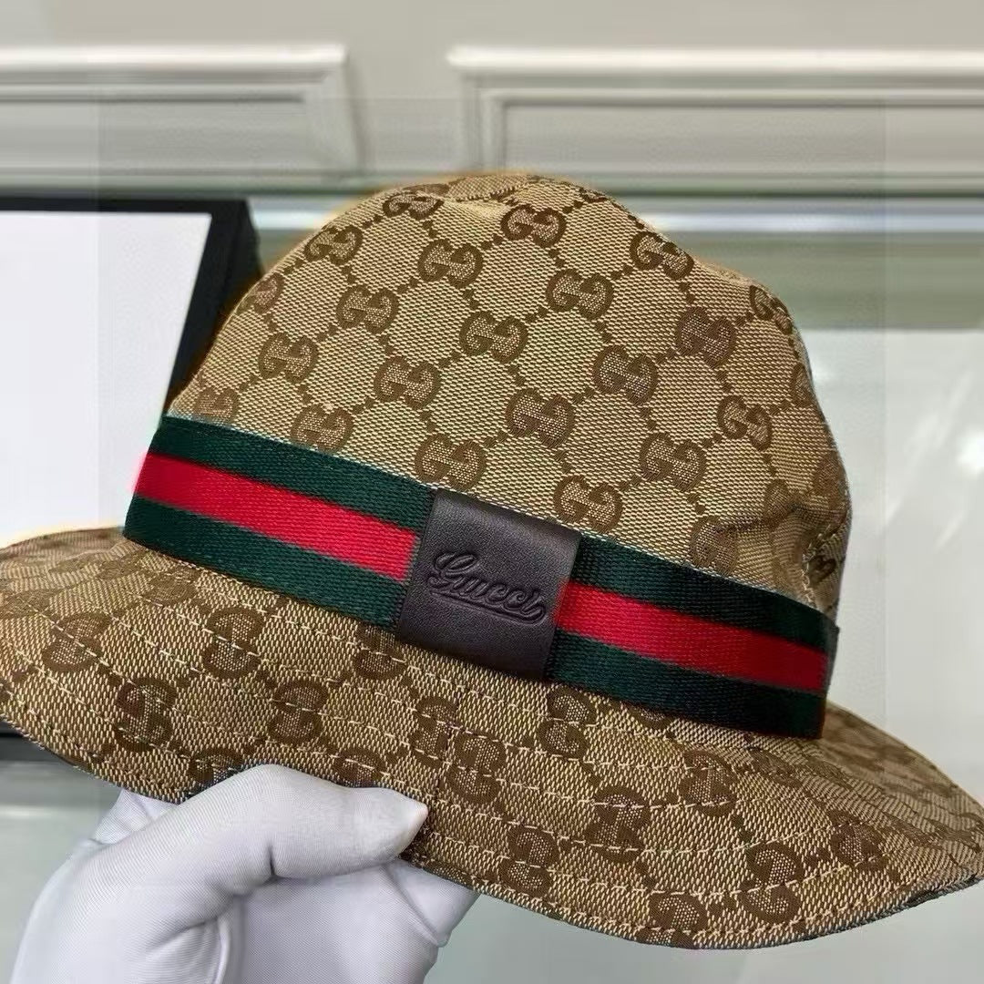 Red and green woven fisherman's hat