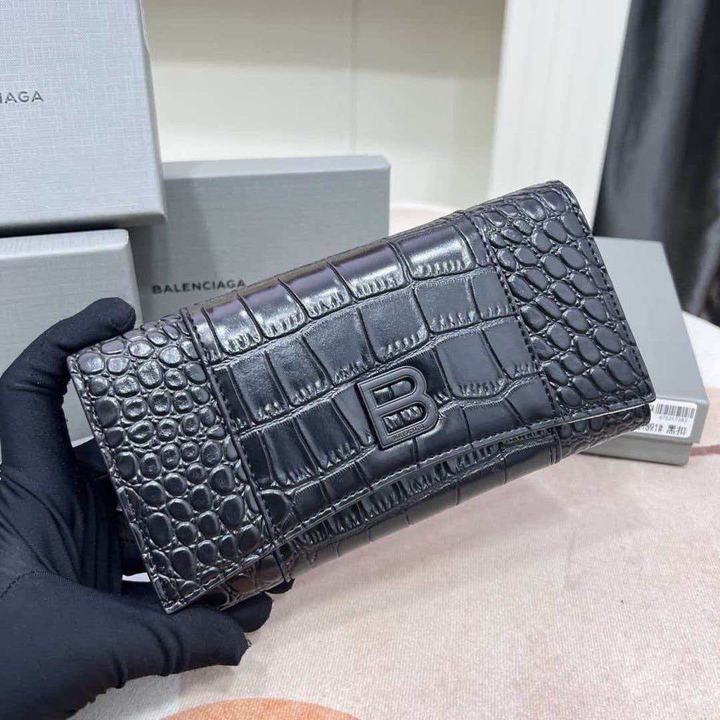 New crocodile patterned embossed cowhide large rectangular wallet
