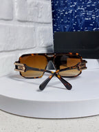 Steampunk retro square frame double beam sunglasses