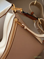 Color blocked geometric bag with leather shoulder straps