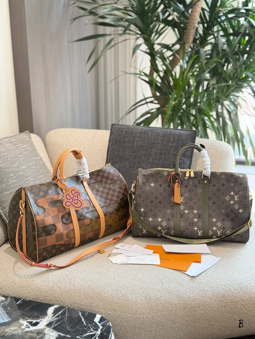 Green/old flower collage airport bag travel bag 50cm