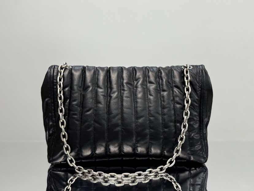 Embroidered black silver shoulder bag