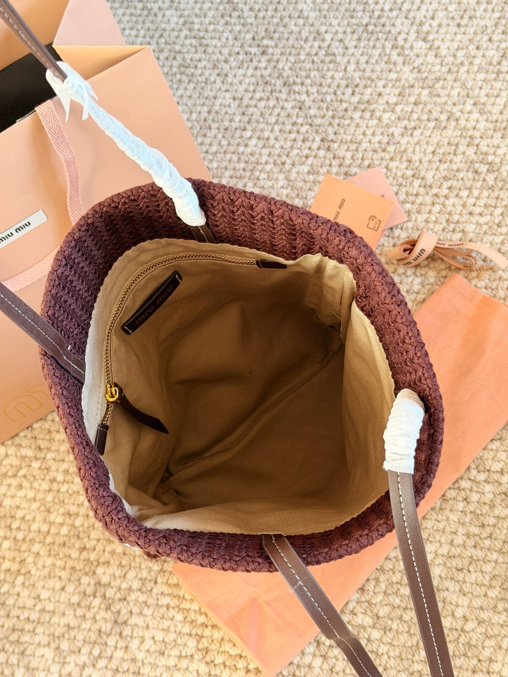 Vertical striped woven tote bag