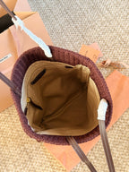 Vertical striped woven tote bag