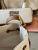 Drawstring canvas small bucket bag