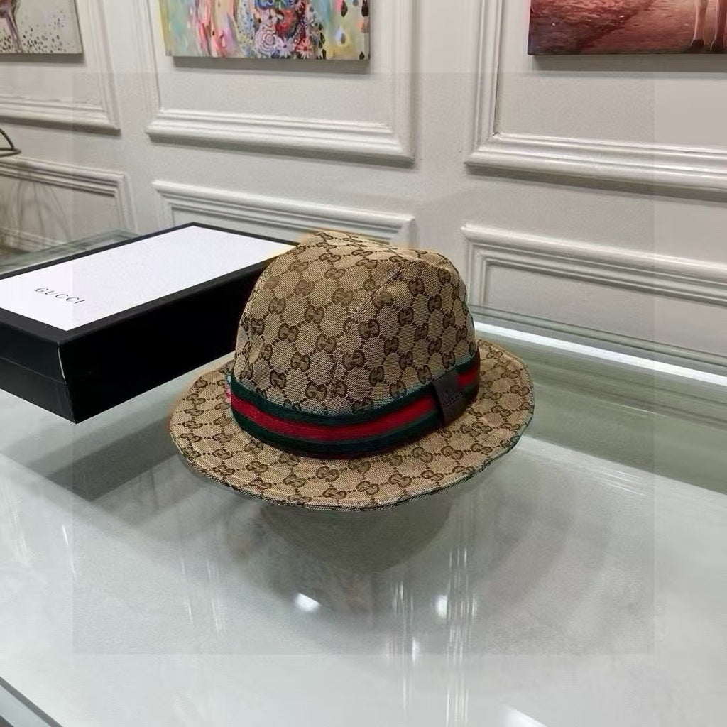 Red and green woven fisherman's hat