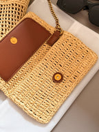 LanLafite Grass Weaving Large Logo Grass Weaving Mother Child Tote Tote Bag