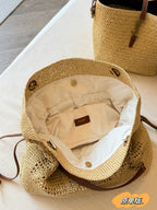 Straw woven tote bag