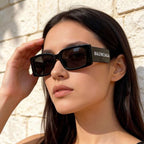 Retro flat frame leaf shaped sunglasses