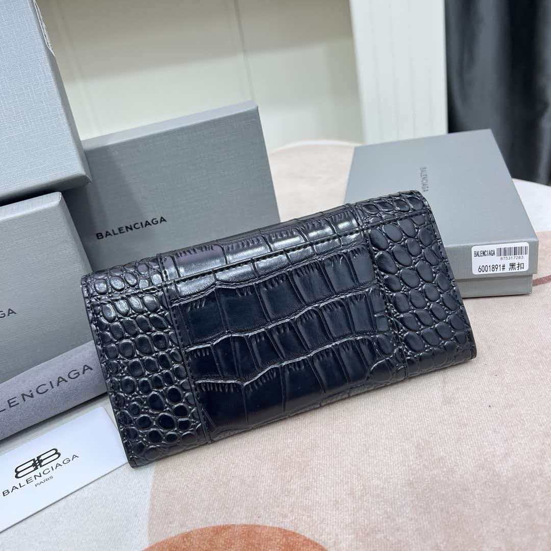 New crocodile patterned embossed cowhide large rectangular wallet