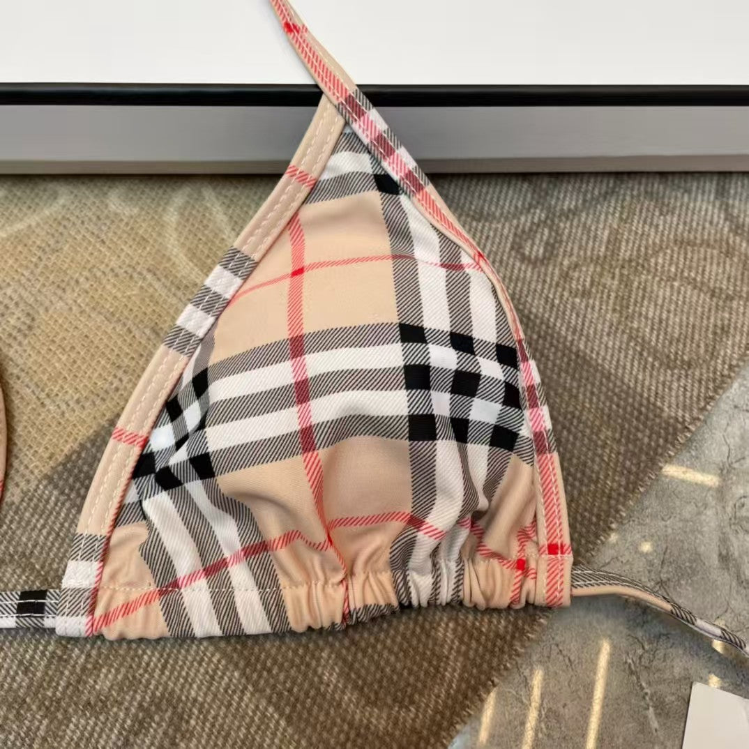 New plaid split swimsuit