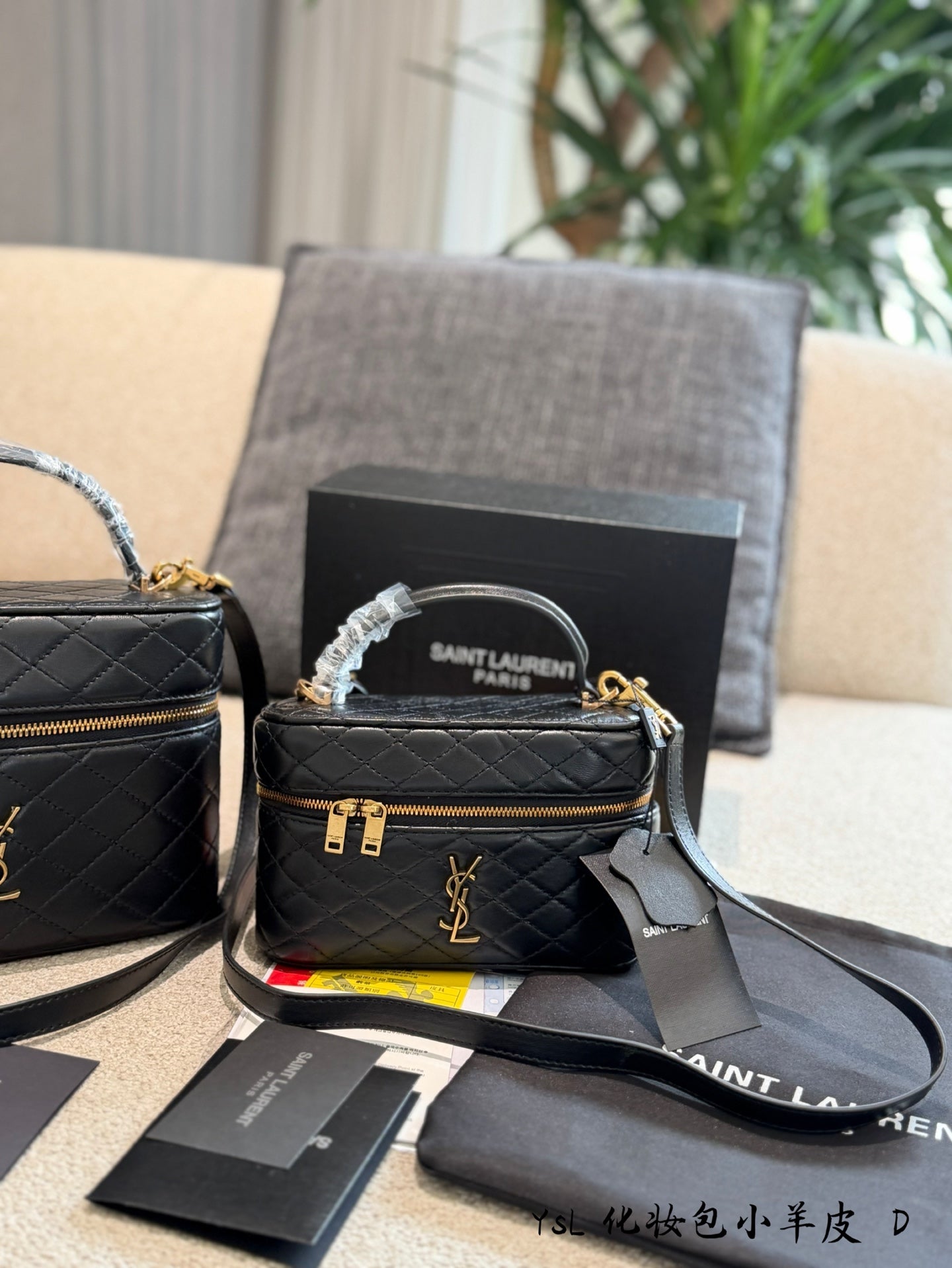 Diamond stitched lambskin creates exquisite and elegant makeup bags