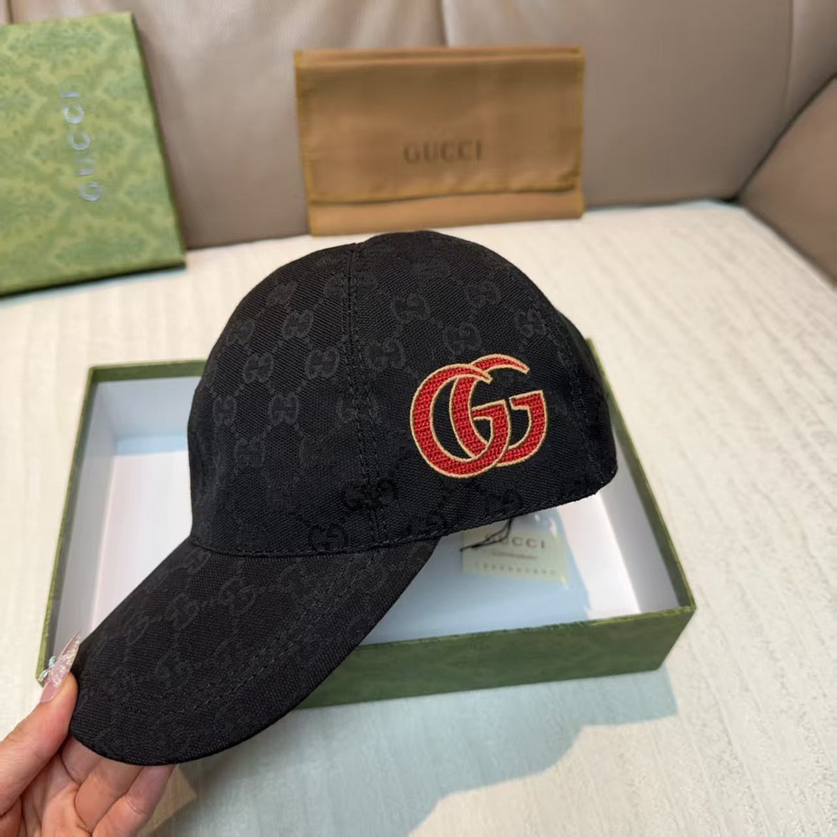 Embroidered baseball cap on the side