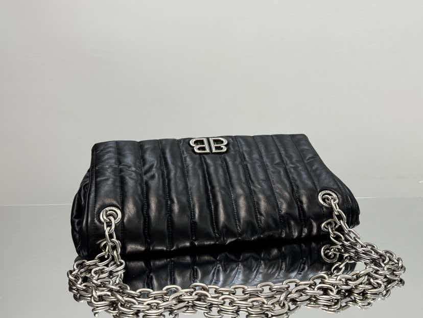 Embroidered black silver shoulder bag