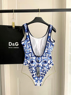 New Blue and White Porcelain Swimsuit