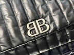 Embroidered black silver shoulder bag