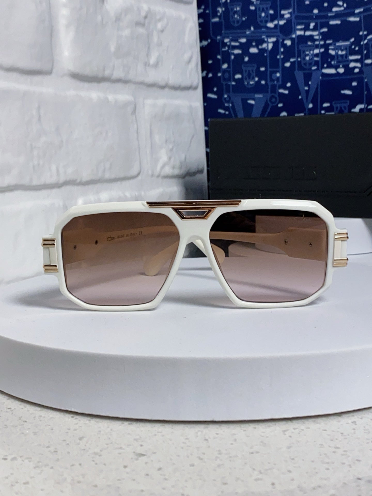 Steampunk retro square frame double beam sunglasses