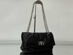 Oil wax black shoulder bag