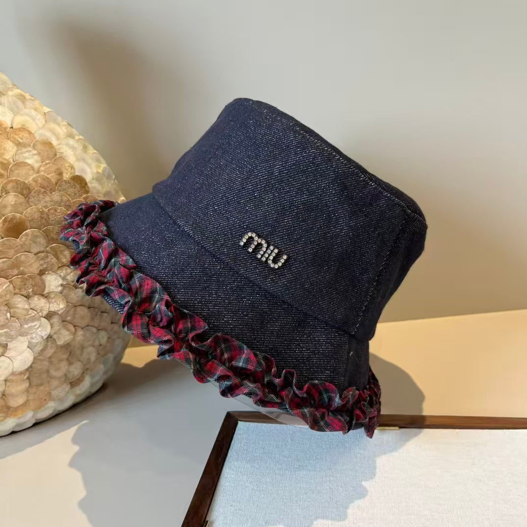 New lace denim fisherman hat