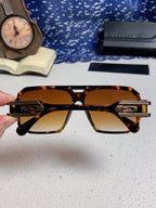 Steampunk retro square frame double beam sunglasses