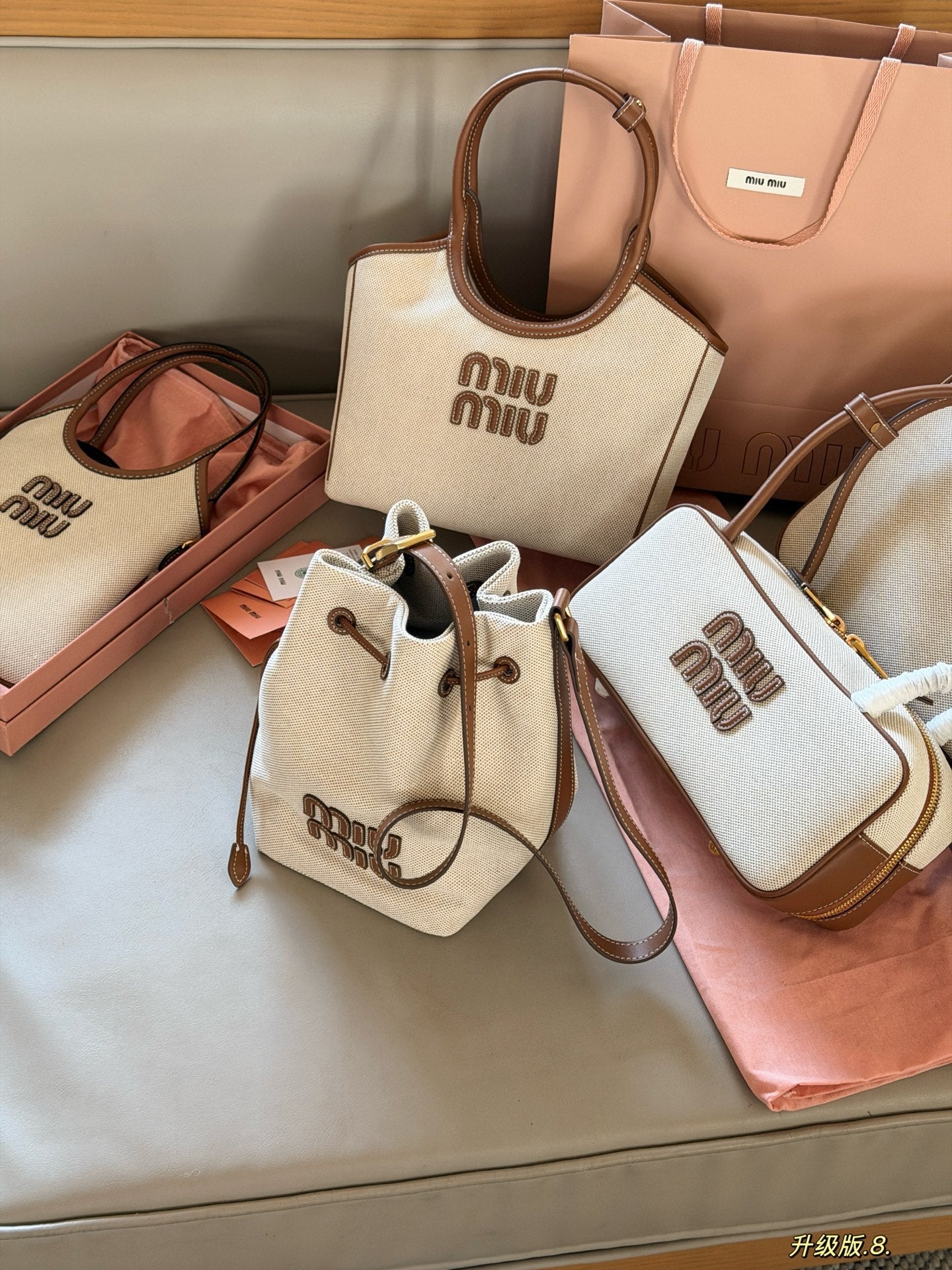 Drawstring canvas small bucket bag