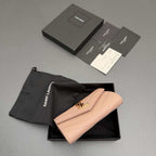 Short grain embossed leather envelope wallet \ nFlip wallet