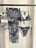 New three piece printed swimsuit