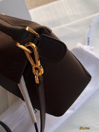 Geometry bag cowhide puzzle navy blue/chocolate color