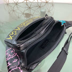 Fragrant leather graffiti waist and chest bag