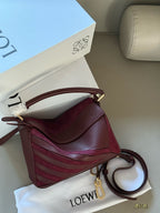 Splicing leather and color geometric bag