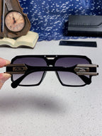 Steampunk retro square frame double beam sunglasses