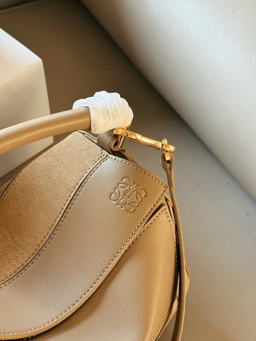 Matte leather patchwork color geometric bag cowhide