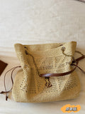 Straw woven tote bag