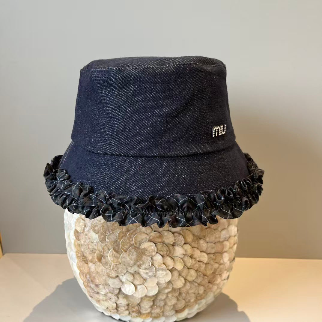 New lace denim fisherman hat