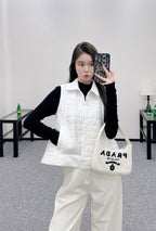 25fw new A-line rattan check cotton vest