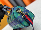 Blue green color blocked travel bag
